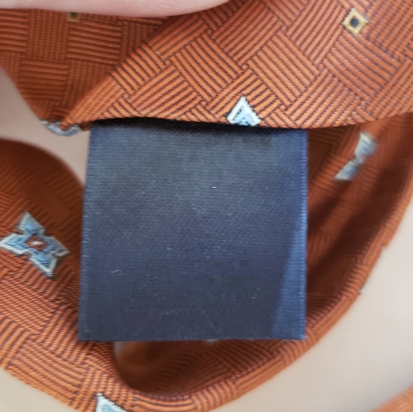 Brooks Brothers Men's Necktie Rusty Orange Basketweave Geometric Pattern - Picture 4 of 7